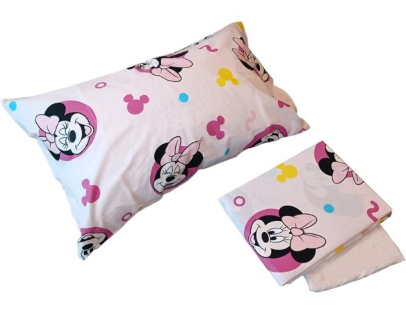 Minnie| Set Completo Lenzuolo Letto hermet Minnie | Completo Lenzuolo Singolo | 100% Cotone | Prodotto Ufficiale