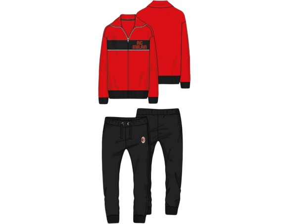 Milan | PIGIAMA TUTA DA RAGAZZO LUNGO FELPATO MILAN 1090 PRODOTTO UFFICIALE ROSSO O NERO