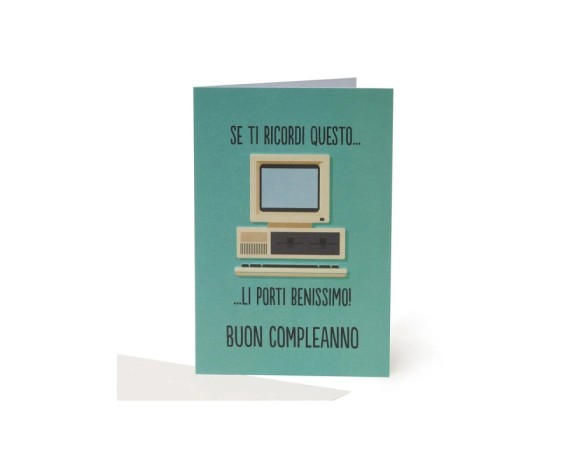 Legami | Biglietto Di Auguri Compleanno Computer Vintage Legami