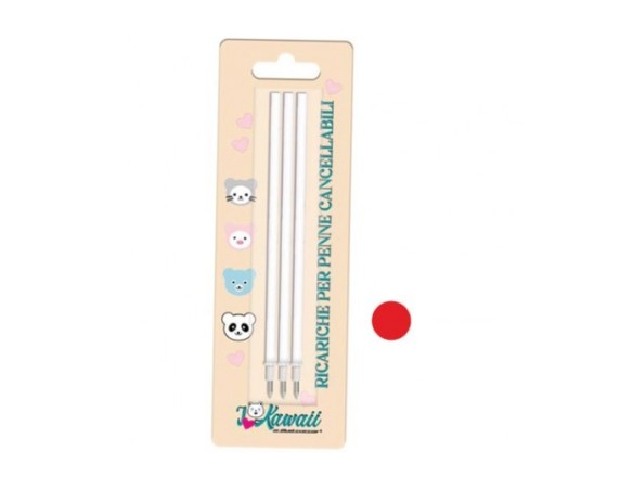 REFIL RICARICA BLISTER 3PZ ROSSO CANCELLABILE UNIVERSALI compatibili LEGAMI kawaii