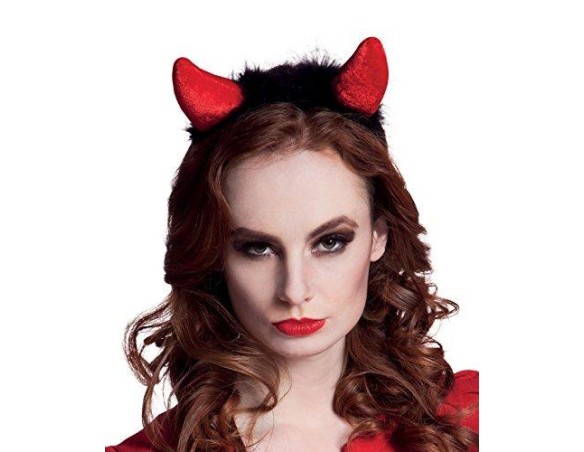 Halloween | Cerchietto Corna  Diavolo Rosso In Velluto corna 31038