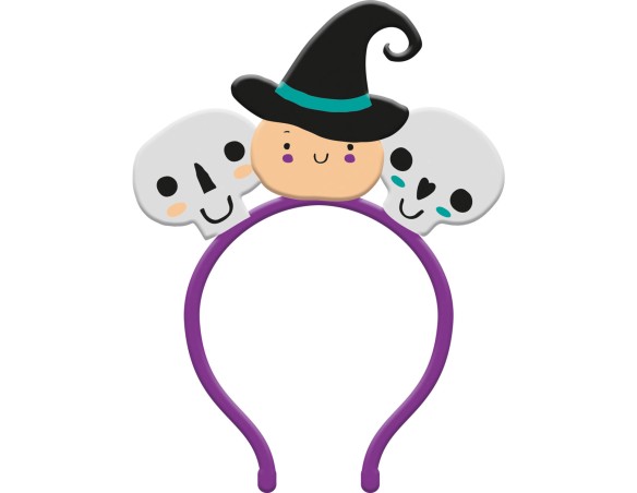 Halloween | Cerchietto per capelli di Halloween con scheletro e strega dei cartoni animati corna
