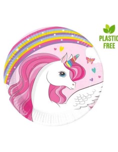 Unicorno | Piatti festa piattini dessert Unicorno Rainbow...