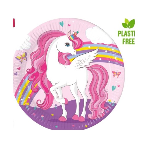 Unicorno | Piatti festa Unicorno Rainbow 23 CM...