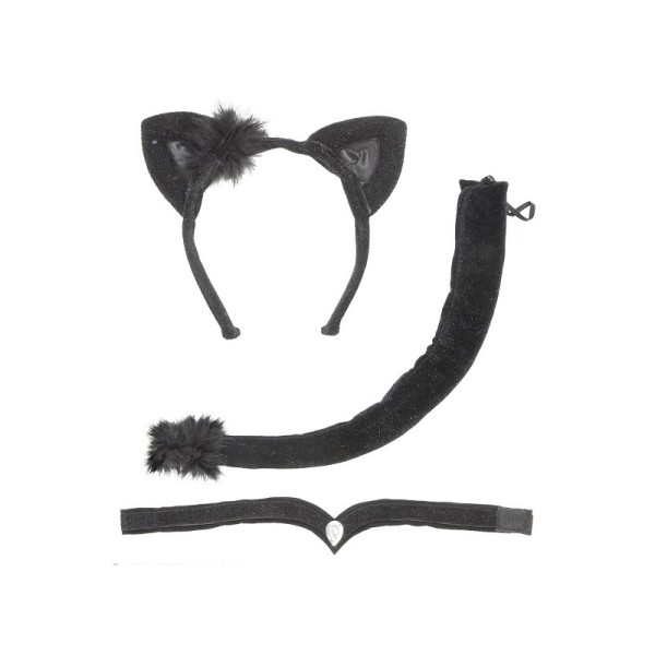 SET GATTO COMBINATO GATTA+CERCHIETTO+CODA NERO...