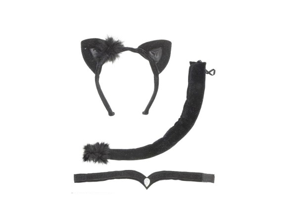 SET GATTO COMBINATO GATTA+CERCHIETTO+CODA NERO CB24 78066