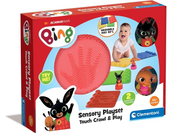 Clementoni Bing - Percorso Sensoriale - Tappeto da Costruire e Blocchi, Mattoncini Morbidi Bambini 18 Mesi, Set Costruzioni Pri