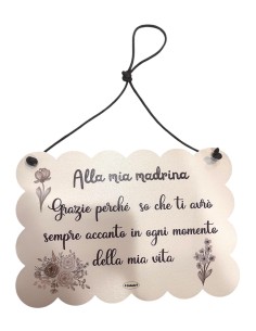 Madrina | TARGA MADRINA NUVOLA CON FRASE 17X11 Alla mia...