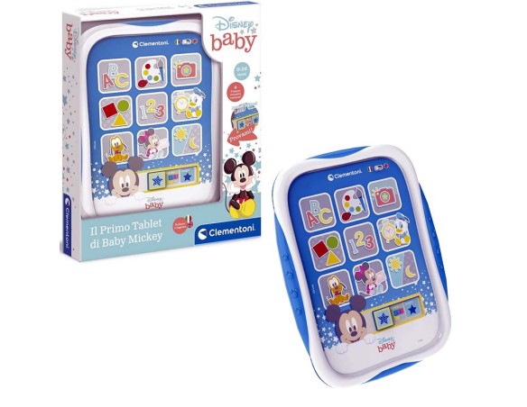 Clementoni Disney Baby Primo Tablet di Baby Mickey, Gioco Interattivo con Luci e Suoni, Bambini 9-36 Mesi, Insegna Numeri, Lett
