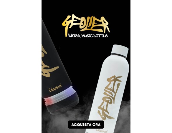 Borraccia termica Geolier con cassa musicale – Nero o bianco colourbook