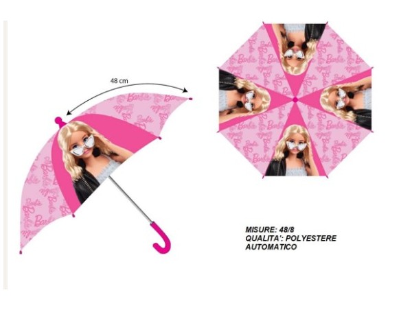 Barbie | OMBRELLO LUNGO AUTOMATICO manuale BARBIE 48 cm