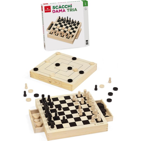 DAMA SCACCHI TRIA in legno 53490