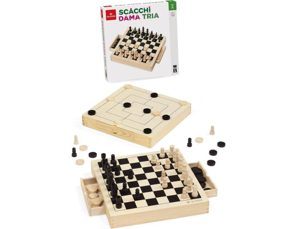 DAMA SCACCHI TRIA in legno 53490