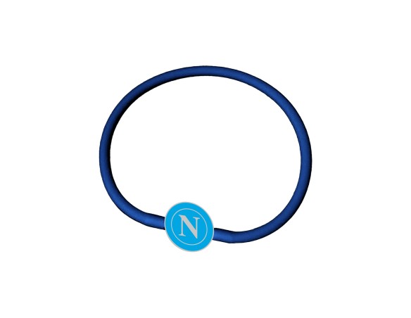 Napoli | BRACCIALETTO IN SILICONE BLU SCURO CON PIASTRINA SMALTATA IN METALLO LOGO NAPOLI