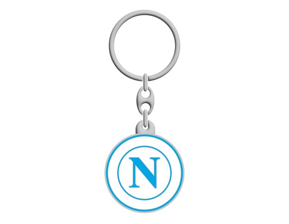 Napoli | PORTACHIAVI IN METALLO SMALTATO CON LOGO CELESTE SU FONDO BIANCO NAPOLI