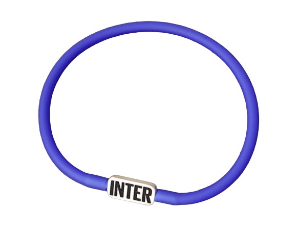 Inter | BRACCIALE IN SILICONE BLU CON PIASTRINA SCRITTA INTER