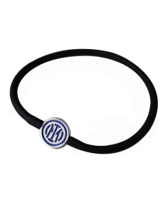 Inter | BRACCIALE IN SILICONE NERO CON PIASTRINA LOGO INTER