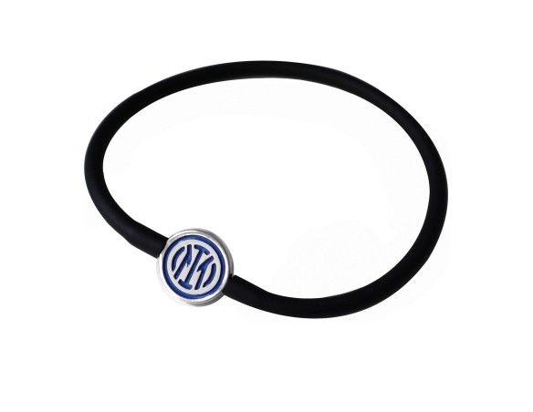 Inter | BRACCIALE IN SILICONE NERO CON PIASTRINA LOGO INTER