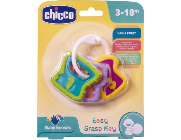 Chicco - Trillino Chiavi Afferrafacile, Mazzo di Chiavi Colorato, Facile da Impugnare e Leggeri, Esperienza Tattile e Stimolazi