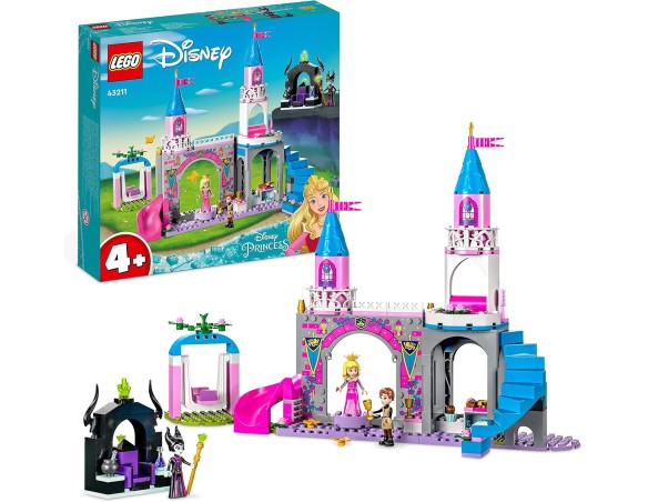 LEGO Disney Princess Il Castello di Aurora, Giocattolo con Mini Bamboline della Bella Addormentata, del Principe Filippo e Male