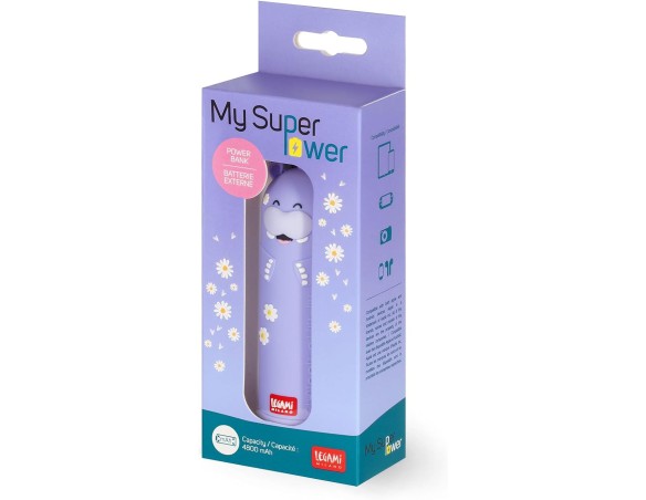 Legami - Caricabatteria Portatile - My Super Power, Ricarica 2 Dispositivi Contemporaneamente, Cavo USB Tipo C Incluso, Power B