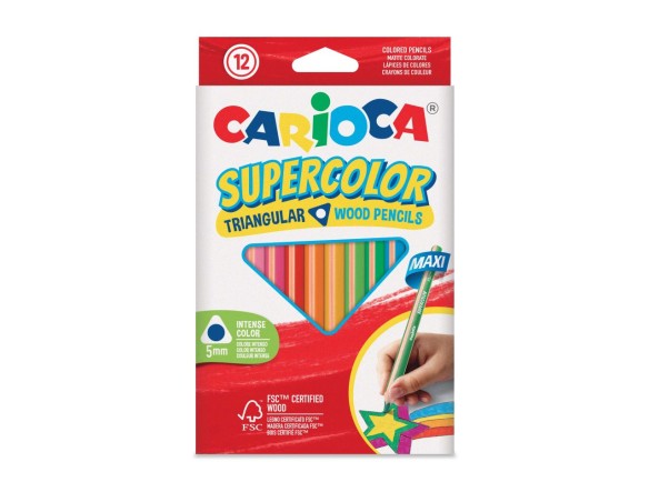 COLORI PASTELLI PASTELLONI CARIOCA SUPERCOLOR JUMBO DA 12 TRIANGOLARI