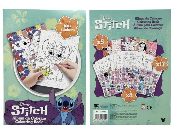 Stitch | Album Libro da colorare c/adesivi 31x23x15cm Stitch rosa