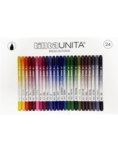 Scatola Brush Pen Bi Punta Tinta Unita 24pz tratto marker...