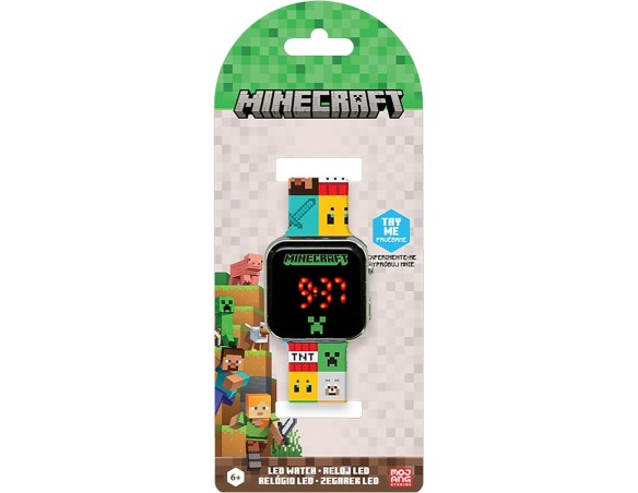 Minecraft - Orologio da polso digitale Led per bambini, Funzione data minecraft