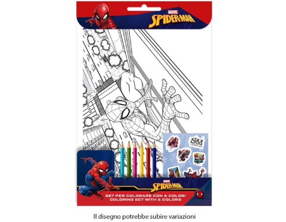 Spiderman | Set da colorare c/6 pastelli e adesivi Spiderman