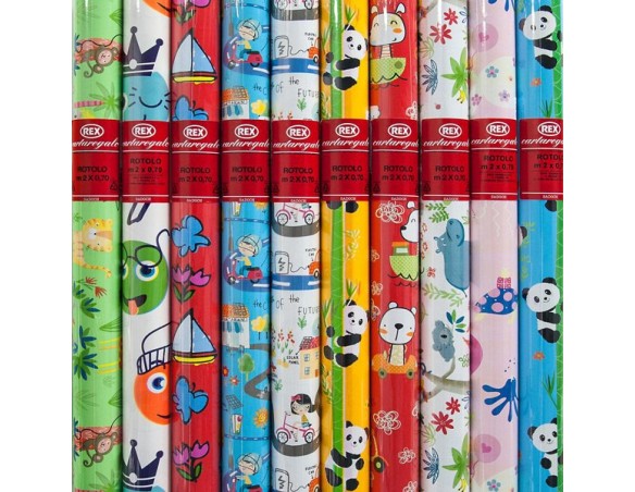 Rotolo carta bimbi - 2 x 0,70 m - fantasie assortite