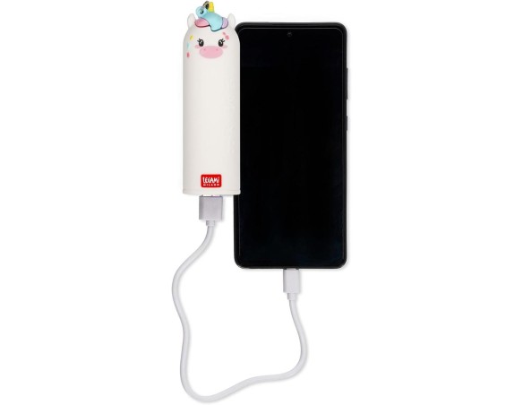 Legami - Caricabatteria Portatile, My Super Power, Batteria Ricaricabile, 8,8x10,6 cm, Tema unicorno , Cavo di Ricarica USB/Mic