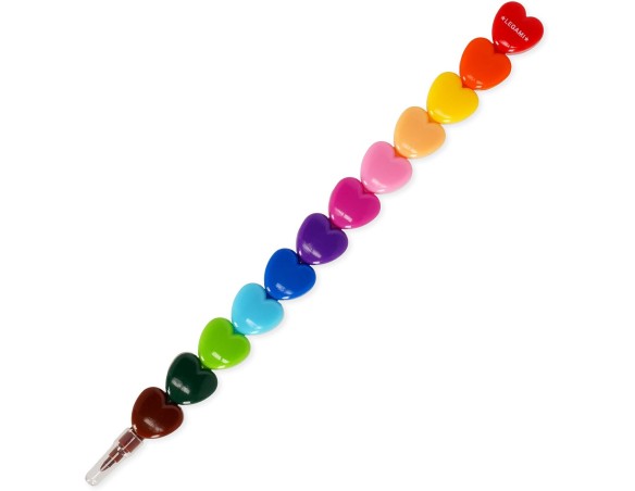 Legami - 12 Pastelli Impilabili, 12 Colori Differenti per Colorare,San Valentino Pastelli per Bambini, Pastello a Forma di Cuor