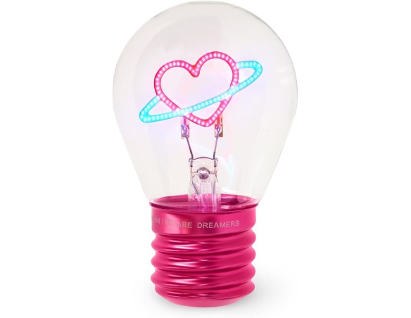 Legami - Lampada CUORE da Tavolo a forma di Lampadina, Ricaricabile con Cavo USB, Senza Fili, Bulb Fiction, Tema Planet Heart, 