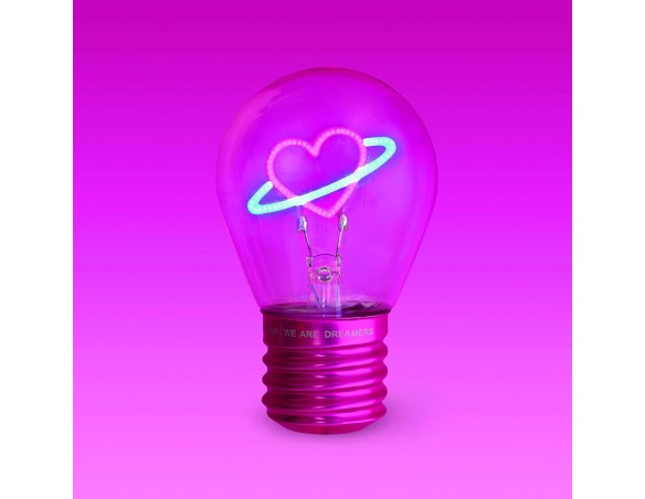 Legami - Lampada CUORE da Tavolo a forma di Lampadina, Ricaricabile con Cavo USB, Senza Fili, Bulb Fiction, Tema Planet Heart, 