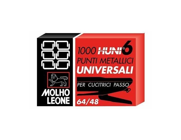 PUNTI METALLICI UNIVERSALI 6 64/48 scatola 1000 PUNTI ( 1 PZ )