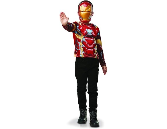 Avengers | Rubies AVENGERS Ufficiale - Costume da bambino con top classico Iron Man stampato + maschera in plastica, taglia uni