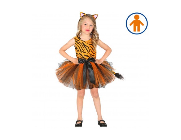 CARNEVALE | VESTITO TIGRE CON TUTU E COPRICAPO (110 CM / 3-4 ANNI) WIDMANN