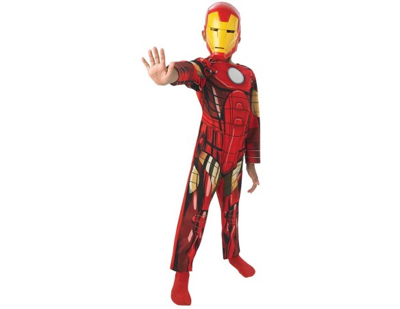 Rubies iron man costume party - il set comprende camicia e maschera in cartone taglia 3 - 4 anni