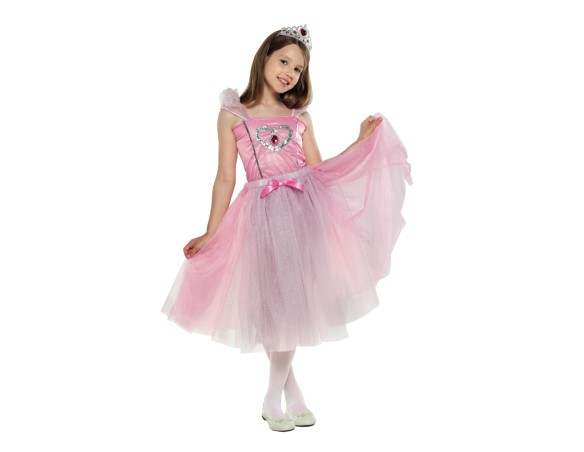Carnevale | Costume Principessa Rosa per Bambina 6-10 Anni - Carnevale e Feste a Tema, Multicolor con Top e Gonna Glitter, Coro