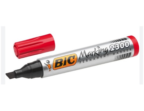 PENNARELLO BIC PERMANENT MARKING 2300 punta scalpello rosso