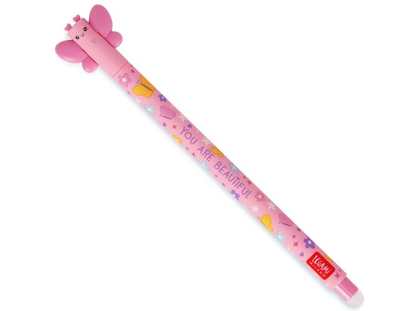 Legami - Penna Gel Cancellabile, Tema Penna Gel Cancellabile - Erasable Pen - Butterfly farfalla rosa