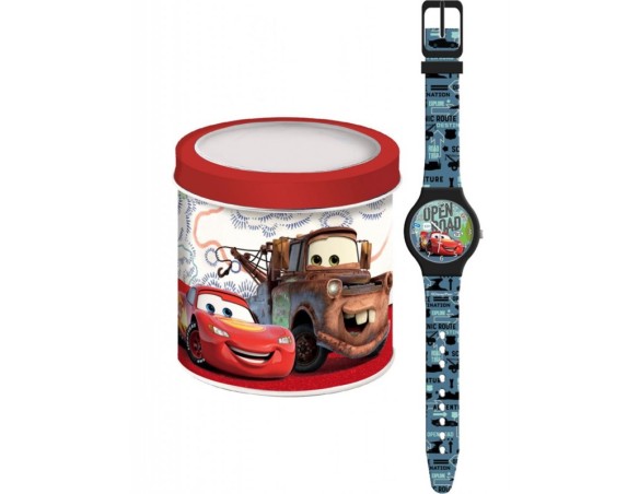 Cars - Orologio da polso in box latta analogico cars