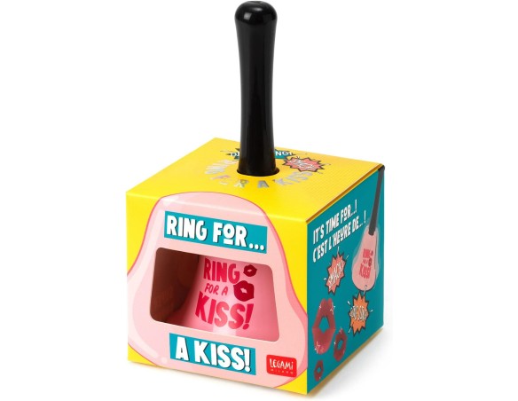 Legami - Campanella Ring for Kiss, Impugnatura ergonomica, Ø 7,5 cm, Tema Kiss amore san valentino