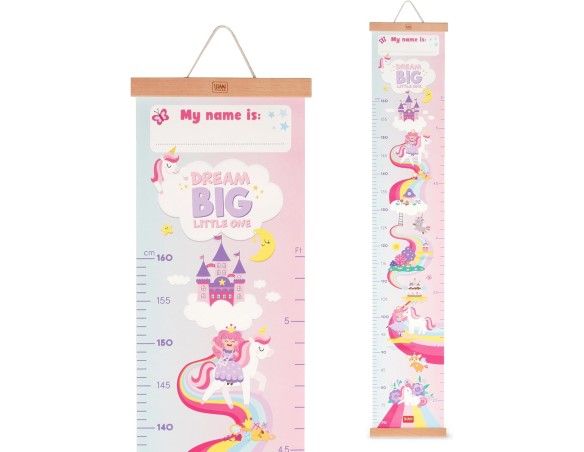 Legami - Metro da Parete Dream Big Little One, Metro da appendere per misurare l'Altezza dei Bambini, fino a 160 cm, 41 Sticker