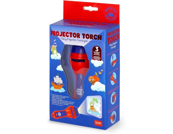 Legami - Torcia Proietta Storie Once Upon a Time Red, proietta 3 Favole per Bambini, 3 dischetti con 8 diapositive l'uno, Batte
