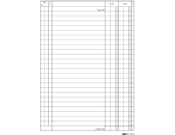 EDIPRO - E2686 - Registro cassa entrate/uscite 96 pagine f.to 24x17  100 P.