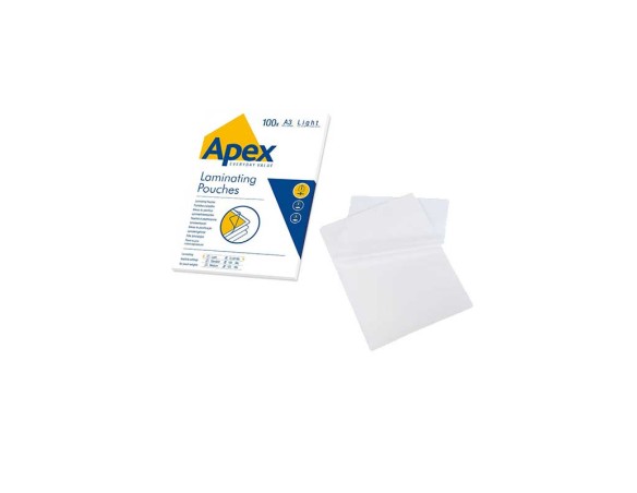 CONFEZIONE 100 POUCHES PER PLASTIFICARE A3 GRANDI 303X426MM 75/80 MICRON LEONARDI APEX LAMINATING FOGLI PLASTIFICAZIONE