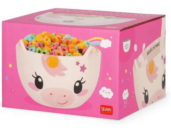 Legami - Tazza in Gres per Cereali Buongiorno! Tema Unicorn, Tazza per la Colazione, Utilizzabile in Microonde, Lavabile in Lav