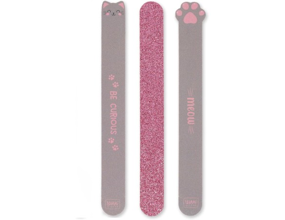 Legami - Set di 3 Lime per Unghie, Tema Kitty, Nails Before Males, 3 Lime Adatte ad Accorciare, Limare e Modellare tutti i tipi
